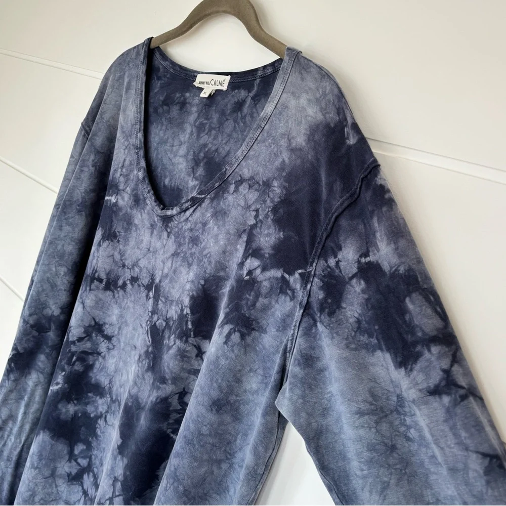 JOHNNY WAS CALMÉ Women’s Blake tie dye long sleeve tee shirt Blue Size XL - Picture 6 of 13